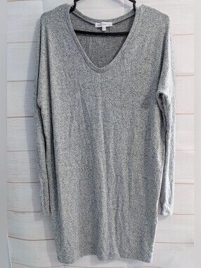 Antistar Gray 🩶 Knit V-Neck Long Sleeve Tunic Top / Mini Dress Size Small